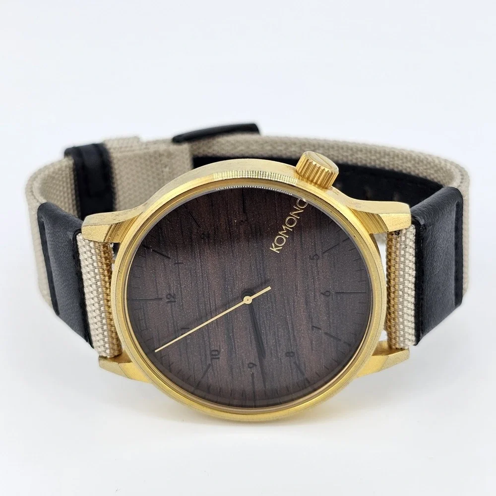 Komono Winston Men's Watch 42MM Brown Dial NEW Tan Nylon Bands NEW Battery‎